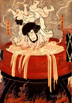 Goemon ishikawa und sein Sohn goroichi Utagawa Kunisada Japanisch Ölgemälde